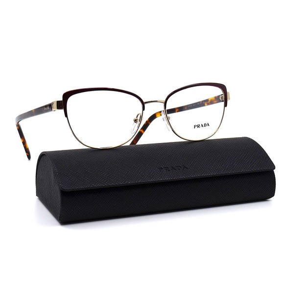 NEW PRADA PR 63XV 09B1O1 BORDEAUX/ GOLD DEMO LENS AUTHENTIC EYEGLASSES F… - Picture 5 of 15